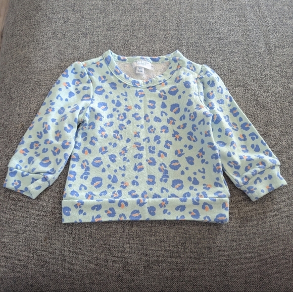 Rockets of Awesome Light Blue Leopard Print Kids Sweatshirt Sz 12-18 months - Picture 1 of 3